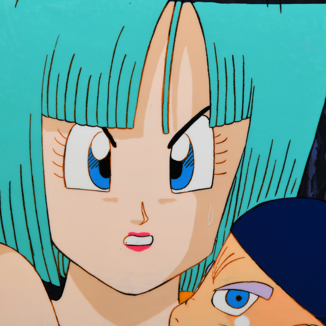 Dragon Ball Z - Bulma with Baby Trunks - Original Production cel on background + Genga - Stunning