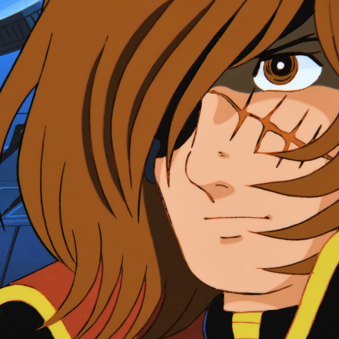 Own a rare Captain Harlock original production anime cel with matching douga and hand-painted background. Includes the studio envelope. Perfect for anime collectors!