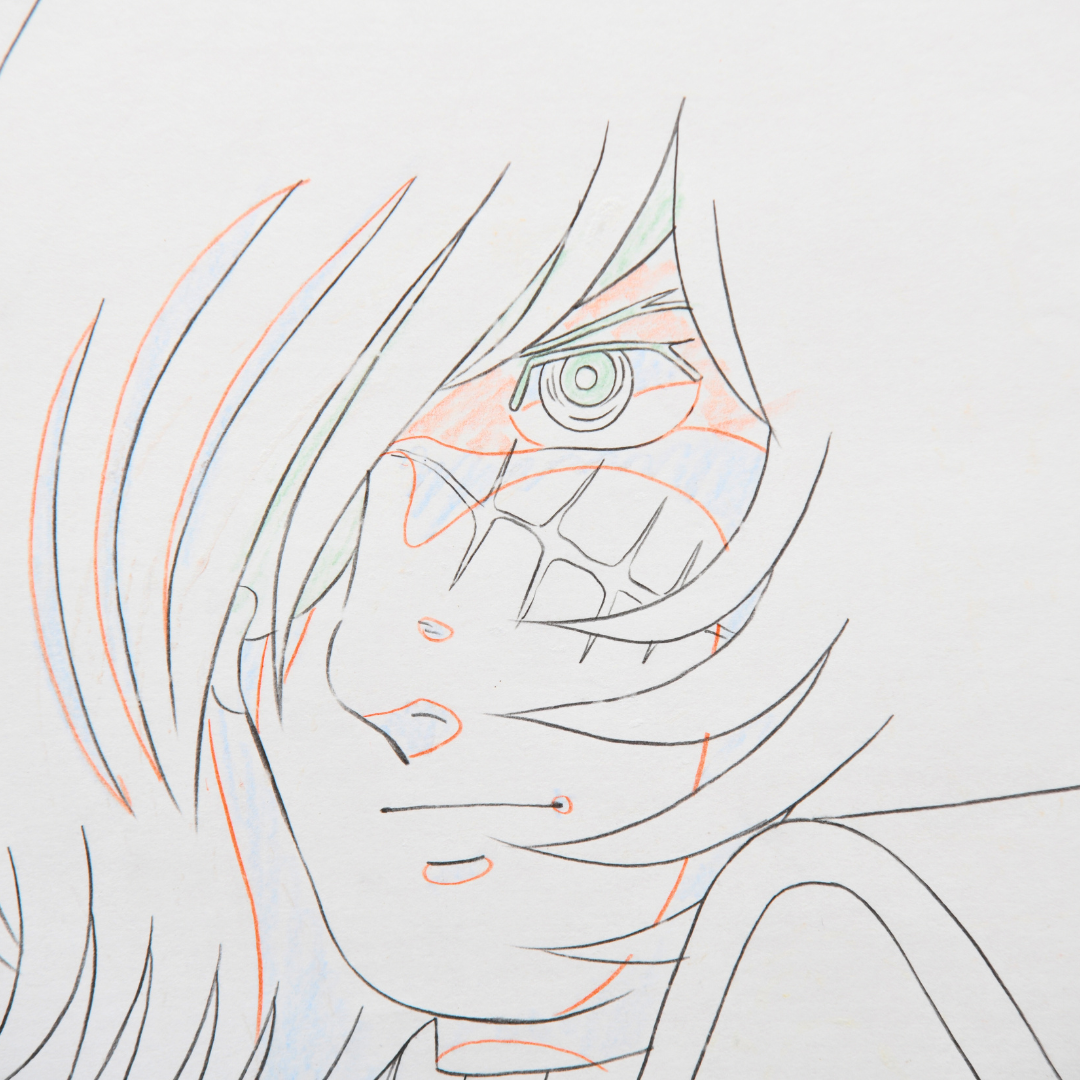 Own a rare Captain Harlock original production anime cel with matching douga and hand-painted background. Includes the studio envelope. Perfect for anime collectors!