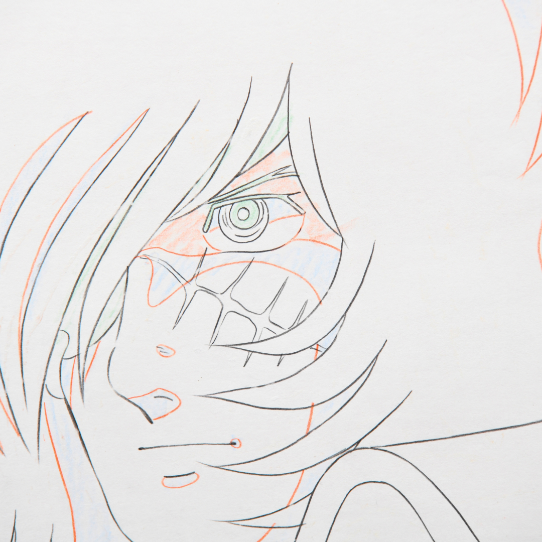 Own a rare Captain Harlock original production anime cel with matching douga and hand-painted background. Includes the studio envelope. Perfect for anime collectors!