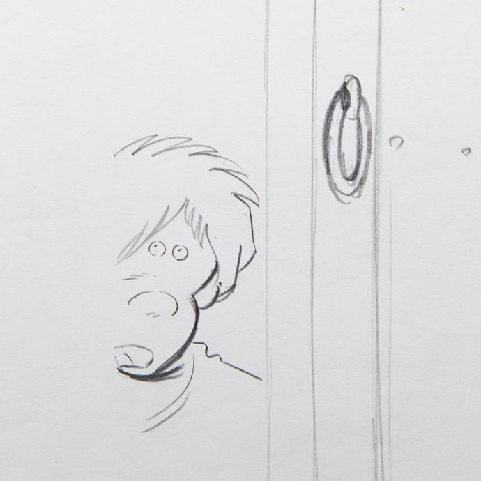Galaxy 999 - Tetsuro behind a door - Original Production Douga Anime