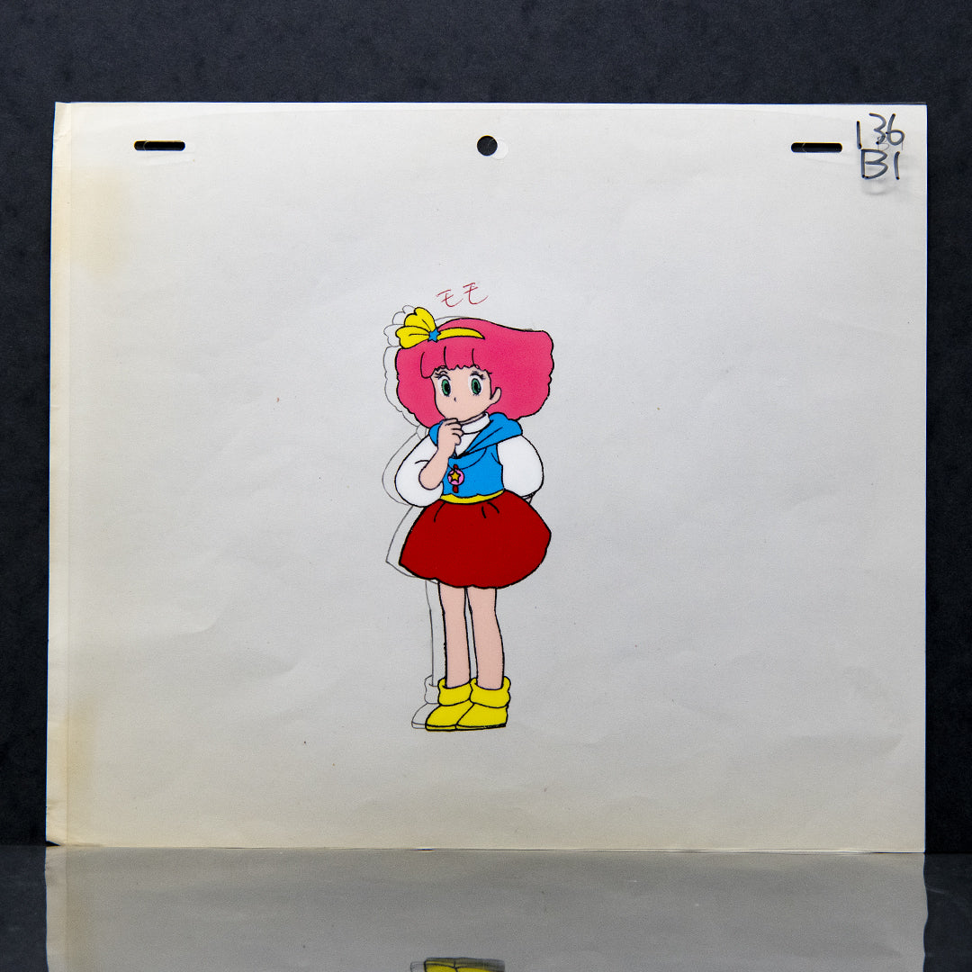 Princess Minky Momo - Gigi wondering - Takeshi Shudo - Original Hand Painted Cel + Douga Stuck