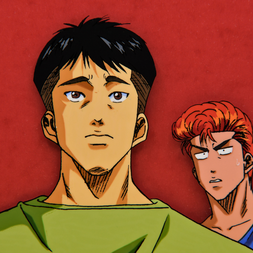 Slam Dunk - Sakuragi Hanamich and Yasuharu Yasuda - Original Production Anime Cels (2 Layers)+ 2 Dougas + Studio Shot List