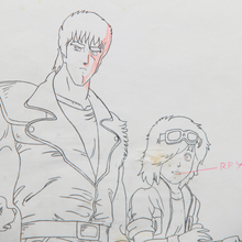 Load image into Gallery viewer, Fist of the North Star - Lin, Ken, and Bat with Dog - Original Animation Cel and Douga (Rare Trio + Adorable Dog)