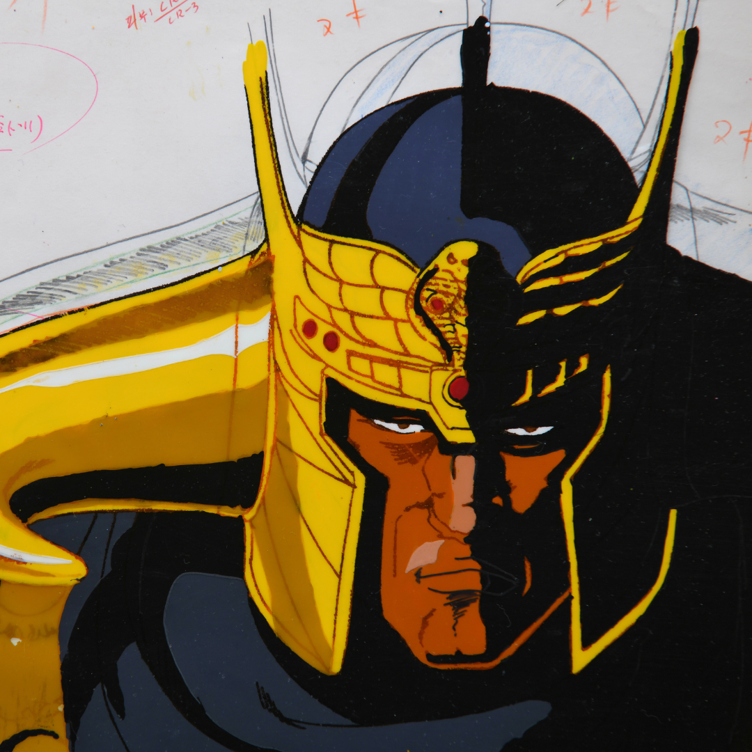 Fist of the North Star (Hokuto no Ken) – Raoh with Helmet – Original Animation Cel and Douga (Stuck) (Toei Animation, 1987)