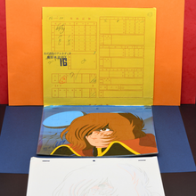 Load image into Gallery viewer, Captain Harlock - Captain Harlock Close Up - Original Production Anime Cel + Douga + Original Background and Studio Envelope