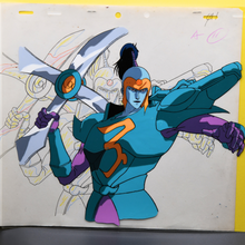 Load image into Gallery viewer, Shurato - Antela with weapon - Original Production Anime Cel and Douga + Background