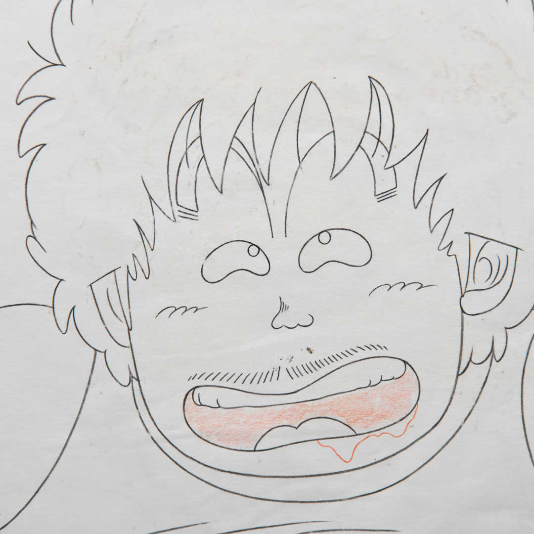 Dr. Slump – Senbei Drooling Portrait – original animation production artwork – detail 2