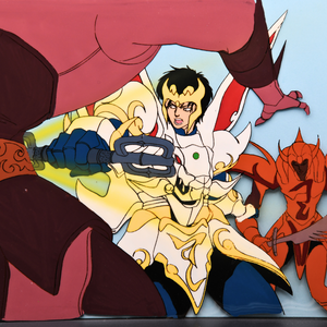 Shurato - Full Set Shurato Hidaka Battle Scene - Original Production Anime Cel, Douga, Genga, Storyboard, and Background (5 Sheets)