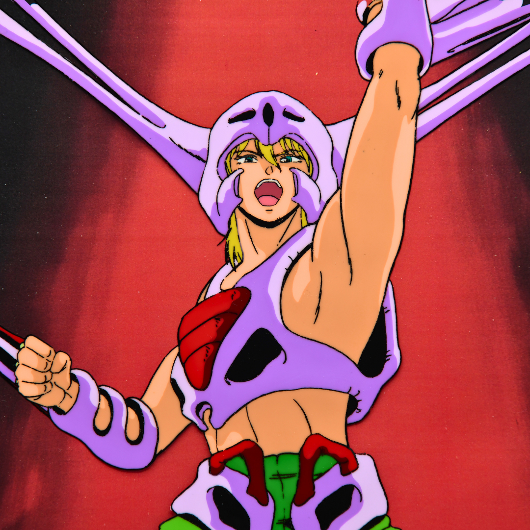 Jushin Liger – Ryu Dolk inside Dorga Combat Mode – Original Production Cel, Douga, and Copy Background (Sunrise, 1989)