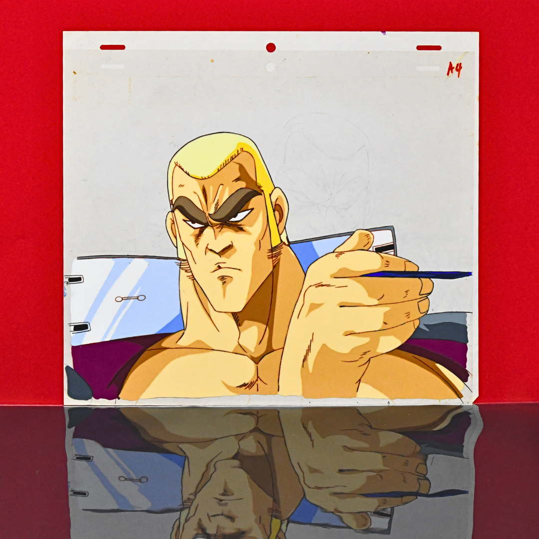 Sakigake!! Otokojuku – J Throwing a Card – original animation production artwork – detail 2