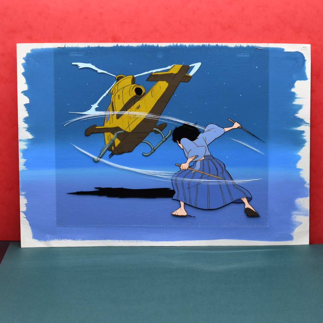 Lupin III – Goemon Ishikawa XIII Slaying a Helicopter with His Katana – original animation production artwork – detail 3
