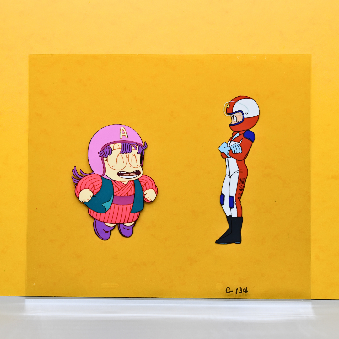 Dr. Slump – Arale & Akane at the Race – original animation production artwork – detail 2