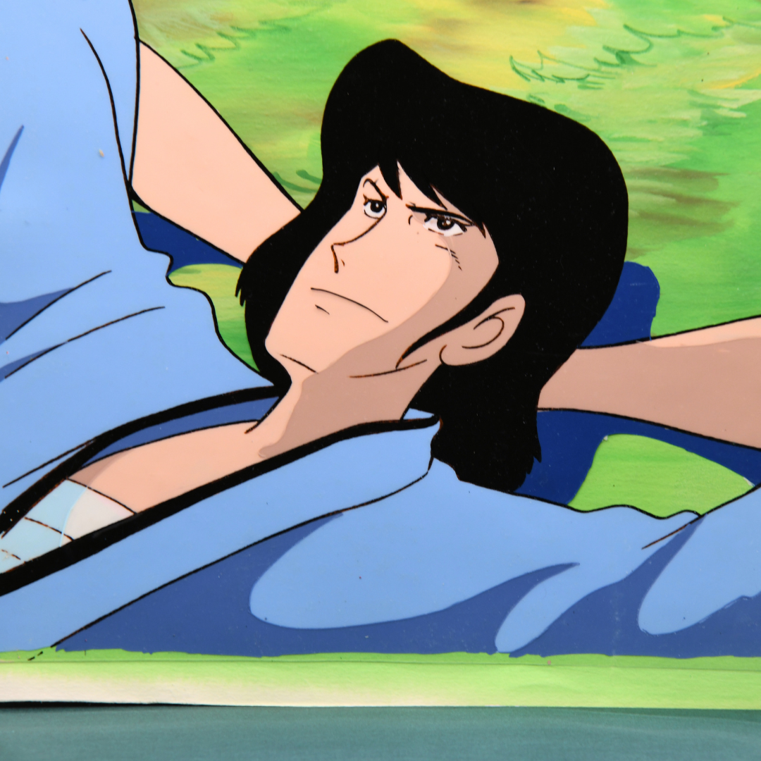 Lupin III – Goemon Ishikawa XIII Resting in the Grass – original animation production artwork – detail 4