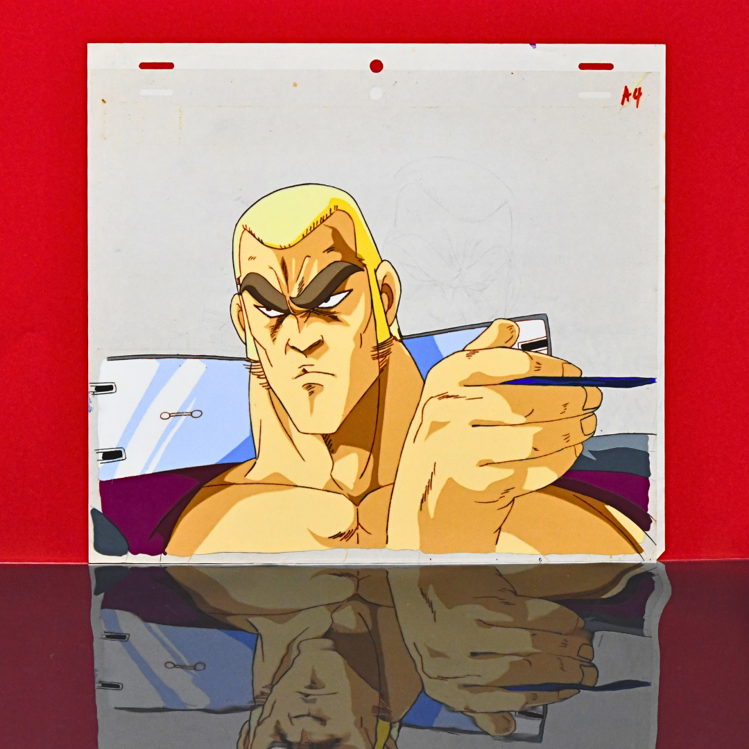 Sakigake!! Otokojuku - J throwing a card - Original Production Cel + Douga Stuck