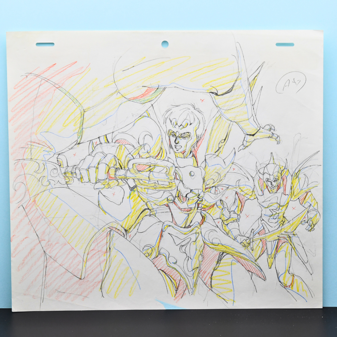 Shurato: The Legend of the Heavenly Sphere – Shurato Hidaka Battle Scene – original animation production artwork – detail 7