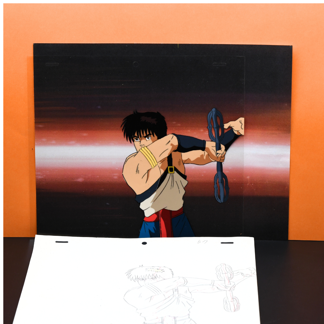 Shurato: The Legend of the Heavenly Sphere – Shurato Hidaka Holding His Vajra – original animation production artwork – detail 2