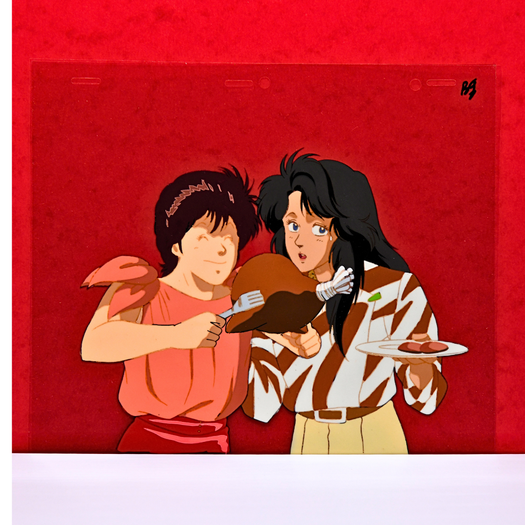 City Hunter – Kaori Serving a Massive Chicken – original animation production artwork – detail 4