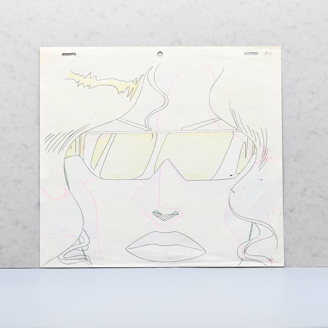 Slam Dunk – Ayako Portrait with Sunglasses – original animation production artwork – detail 4