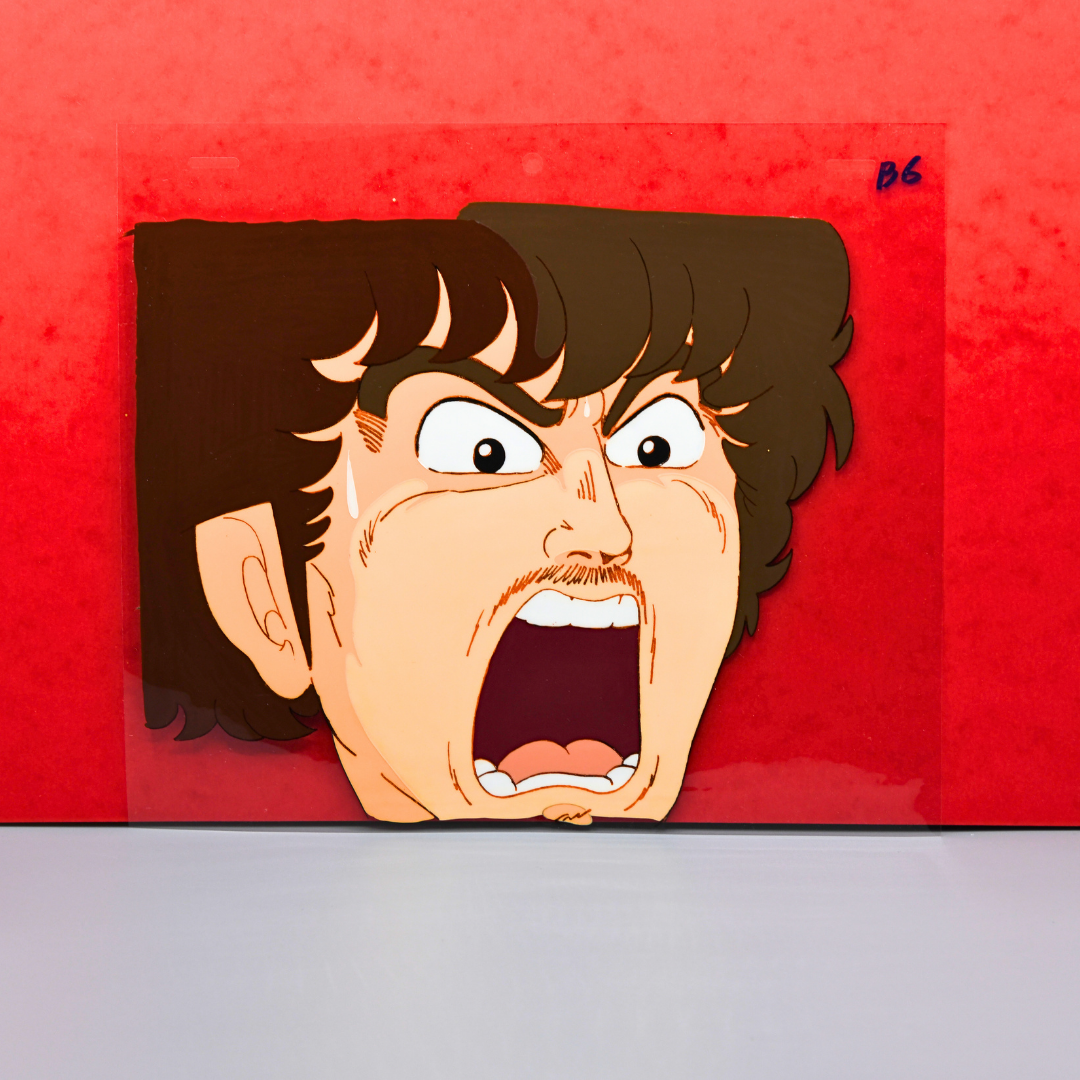 Dr. Slump – Senbei Intense Yelling Close-Up – original animation production artwork – detail 5