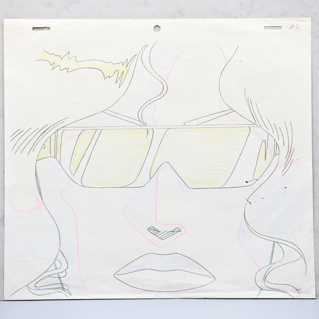 Slam Dunk – Ayako Portrait with Sunglasses – original animation production artwork – detail 5