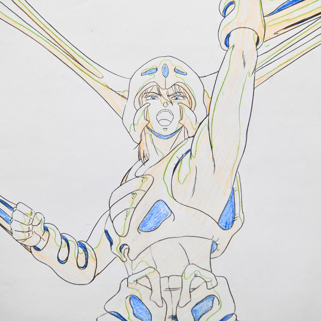 Jūshin Liger – Ryu Dolk inside Dorga, Combat Mode – original animation production artwork – detail 5