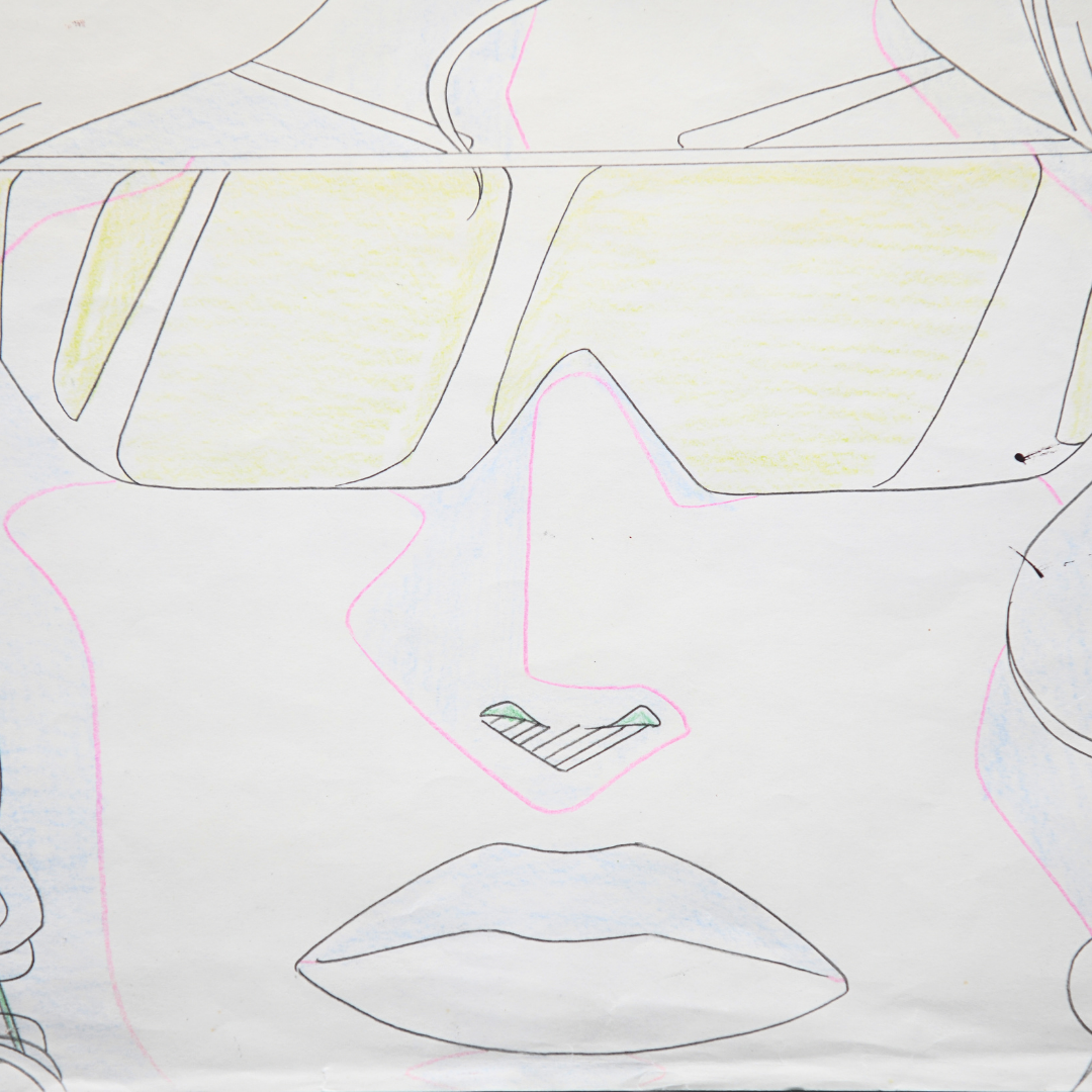 Slam Dunk – Ayako Portrait with Sunglasses – original animation production artwork – detail 6