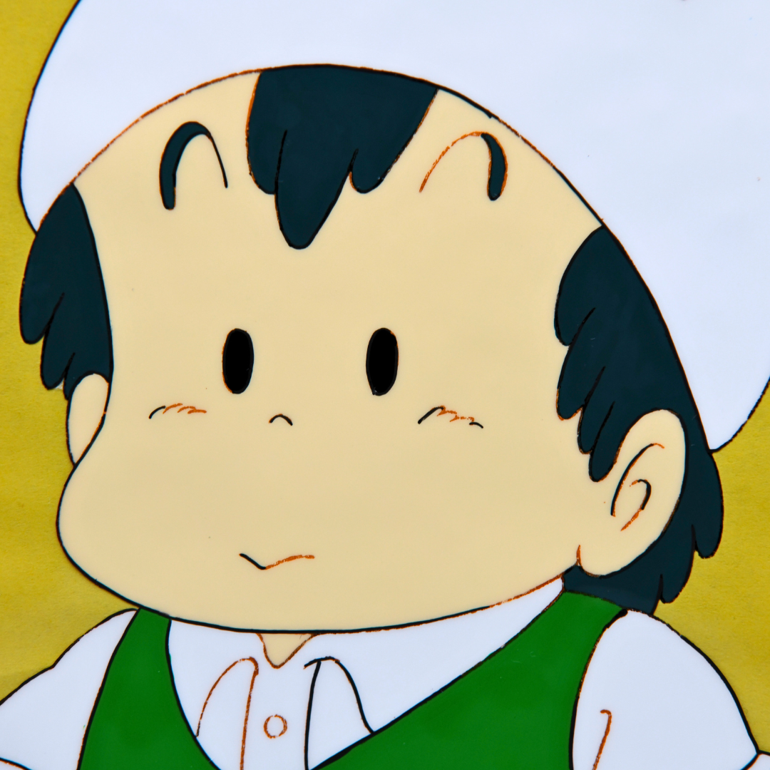 Dr. Slump – Peasuke Close-Up Portrait – original animation production artwork – detail 3