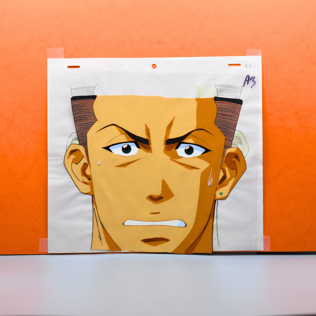 Slam Dunk – Ryota Miyagi Close-Up with Cold Sweat – Full Production Cel + Douga Stuck (Toei Animation, 1993)