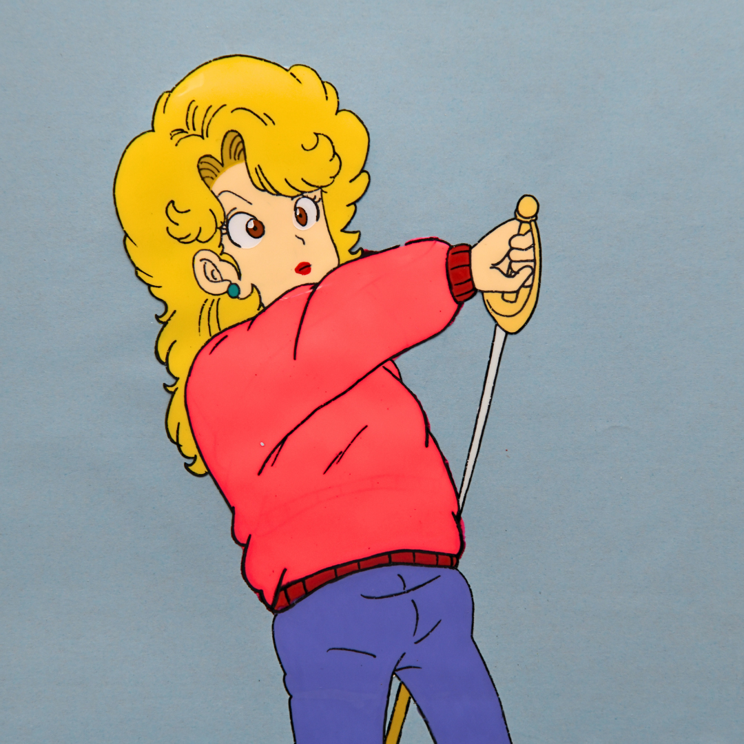 Dr. Slump – Midori Yamabuki with Sword – original animation production artwork – detail 2