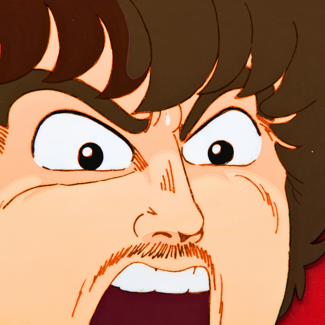 Dr. Slump – Senbei Intense Yelling Close-Up – original animation production artwork – detail 2