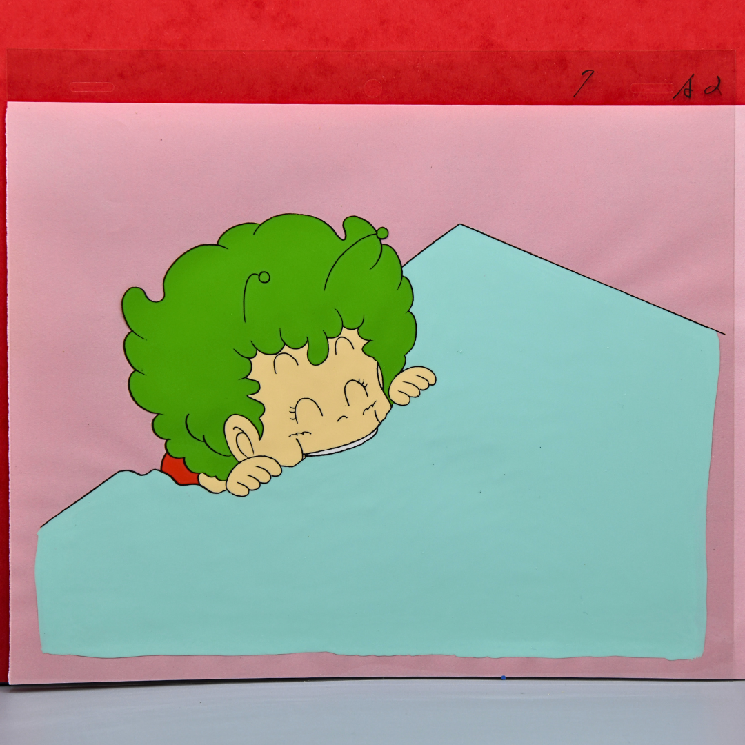 Dr. Slump – Gatchan Eating Concrete – original animation production artwork – detail 2