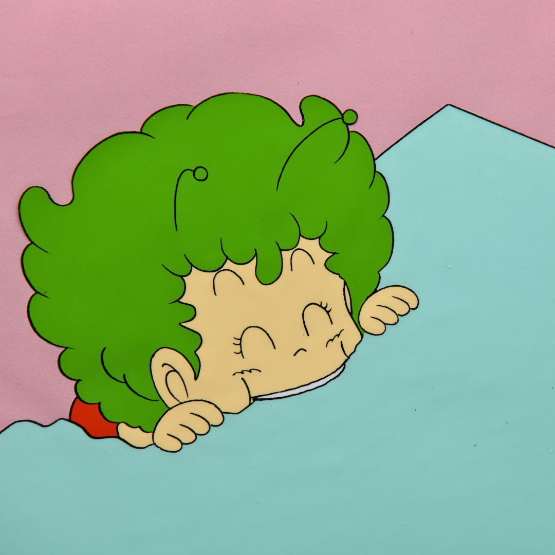 Dr. Slump – Gatchan Eating Concrete – original animation production artwork – detail 3