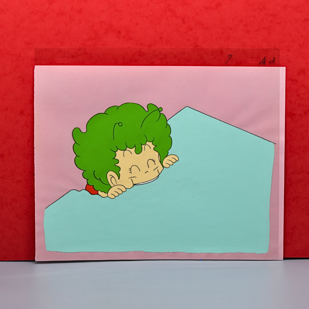 Dr. Slump – Gatchan Eating Concrete – original animation production artwork – detail 4
