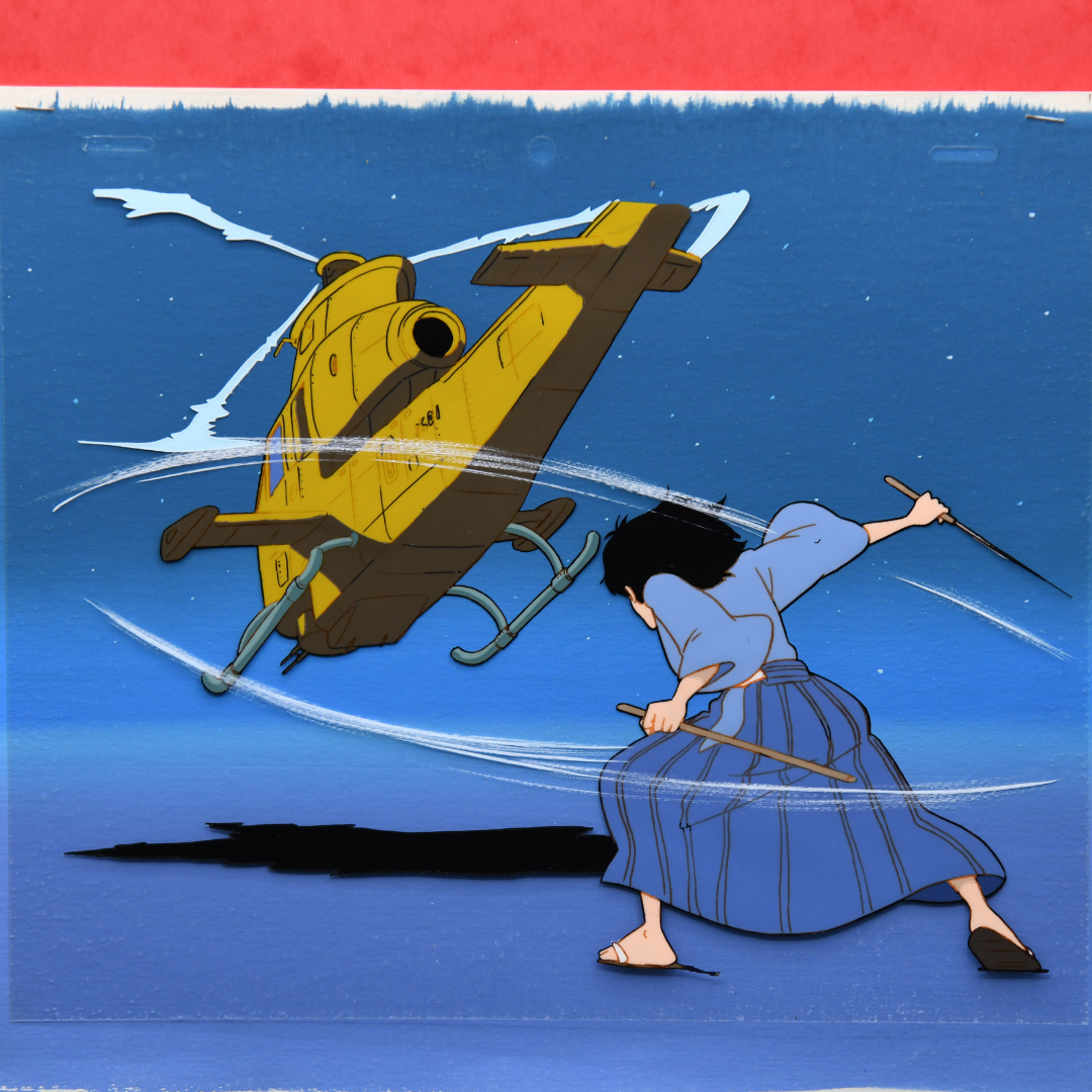 Lupin III – Goemon Ishikawa XIII Slaying a Helicopter with His Katana – original animation production artwork – detail 4