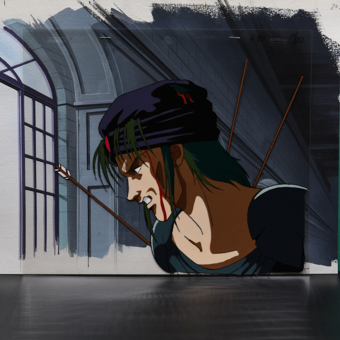 Shurato - Mayuri wounded by arrows- Original Production Anime Cel & Background