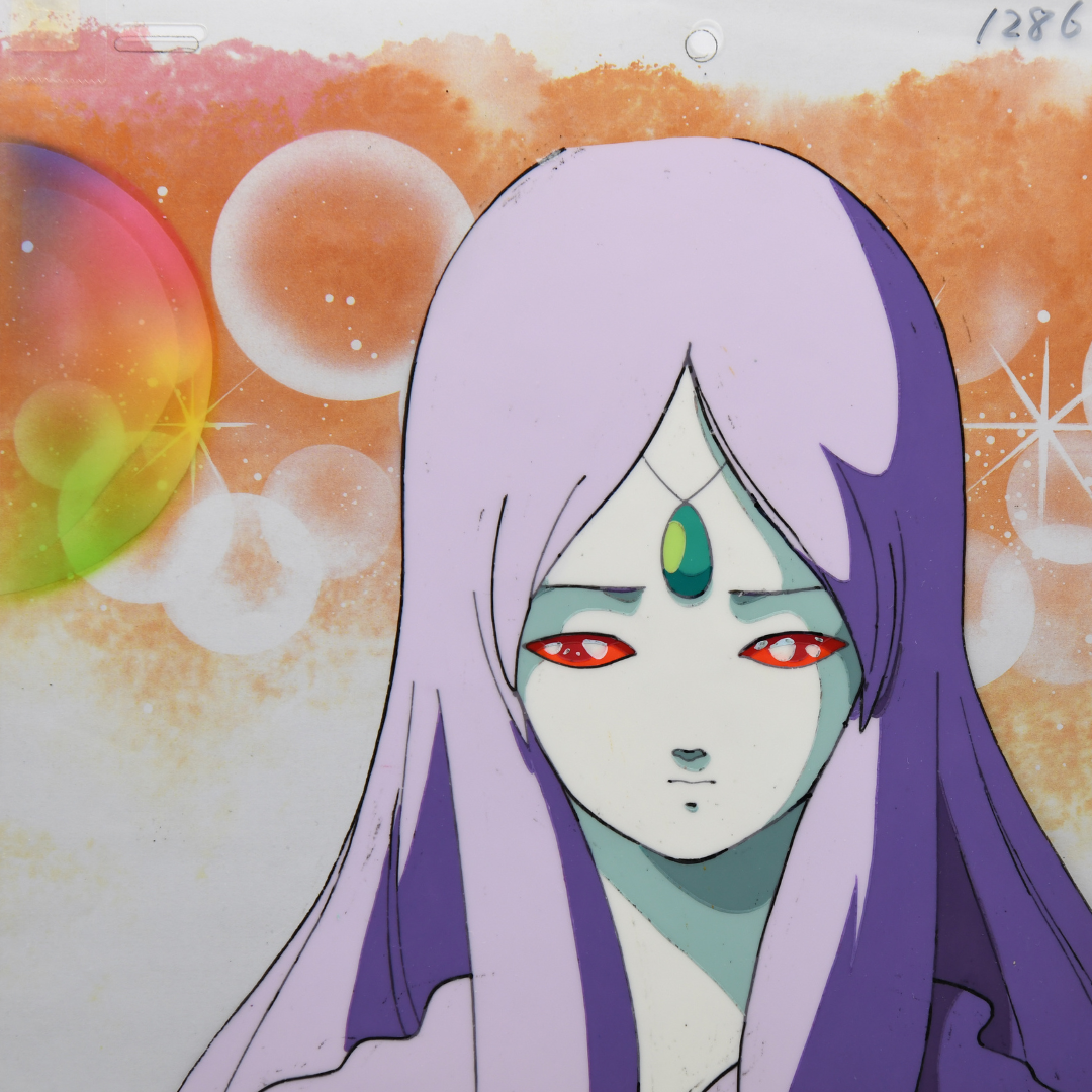 Birth (バース, Kaname Production/Idol, 1984): Hand-Painted Production Cel of Arlia on Copy Background – original animation production artwork – detail 3