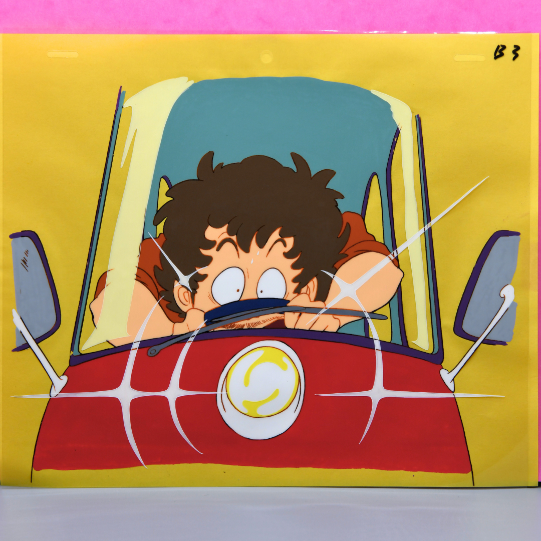 Dr. Slump – Senbei Driving Scooter Car – original animation production artwork – detail 2