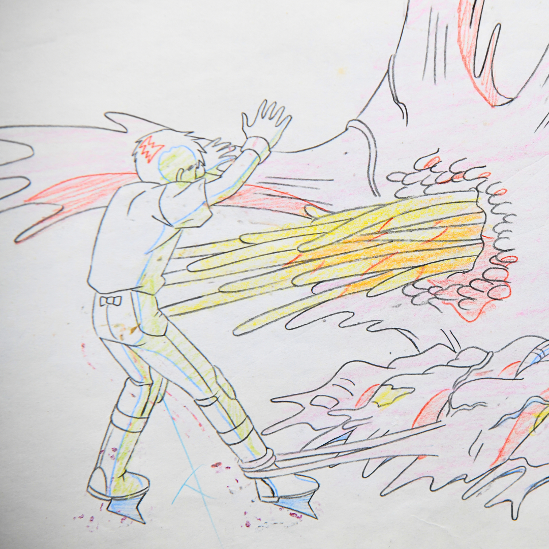 AKIRA: Kaneda Faces Tetsuo Blob Form – Production Douga (Toho, 1988) – original animation production artwork