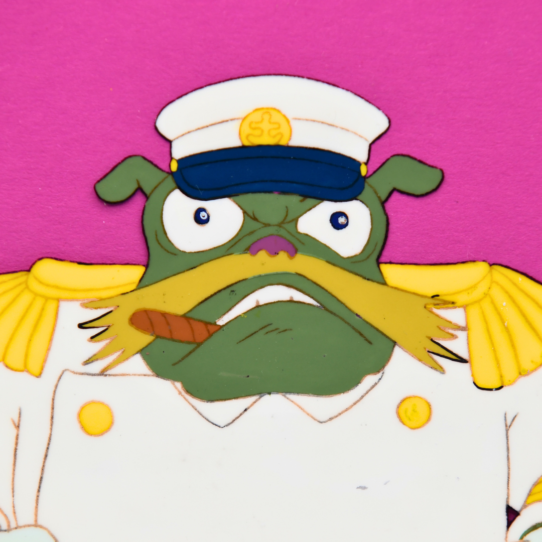 Sherlock Hound: Commandant Raythunder Production Cel + Hand-Painted Background (Tokyo Movie Shinsha/RAI, 1984)