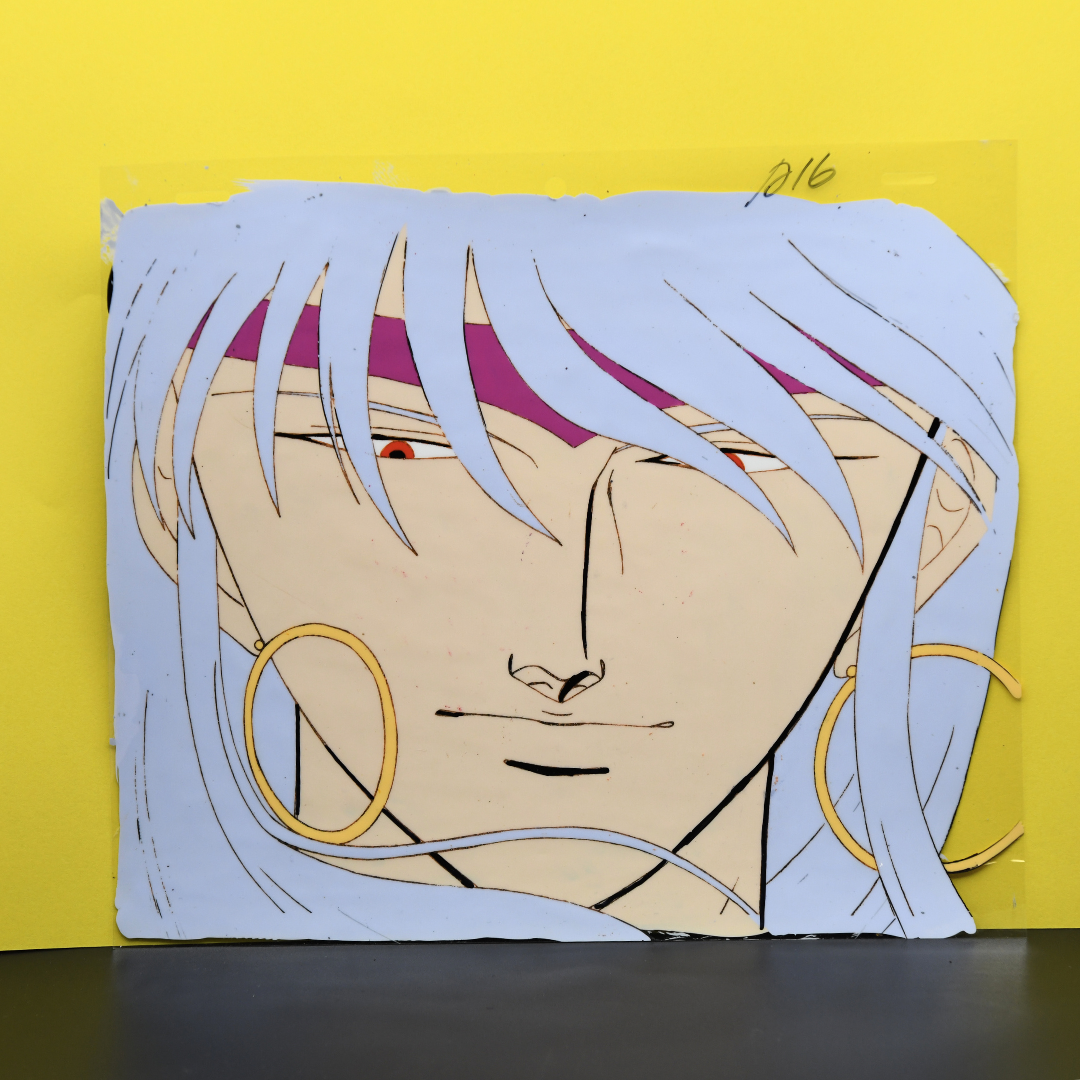 Shurato: The Legend of the Heavenly Sphere – Gai Kuroki Close-Up, Wind in His Hair – original animation production artwork – detail 2