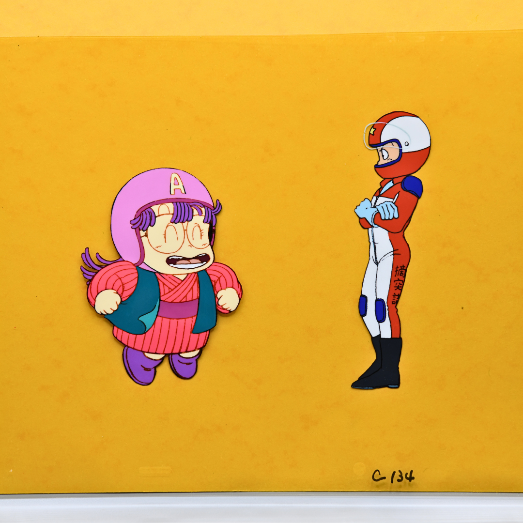 Dr. Slump – Arale & Akane at the Race – original animation production artwork – detail 3
