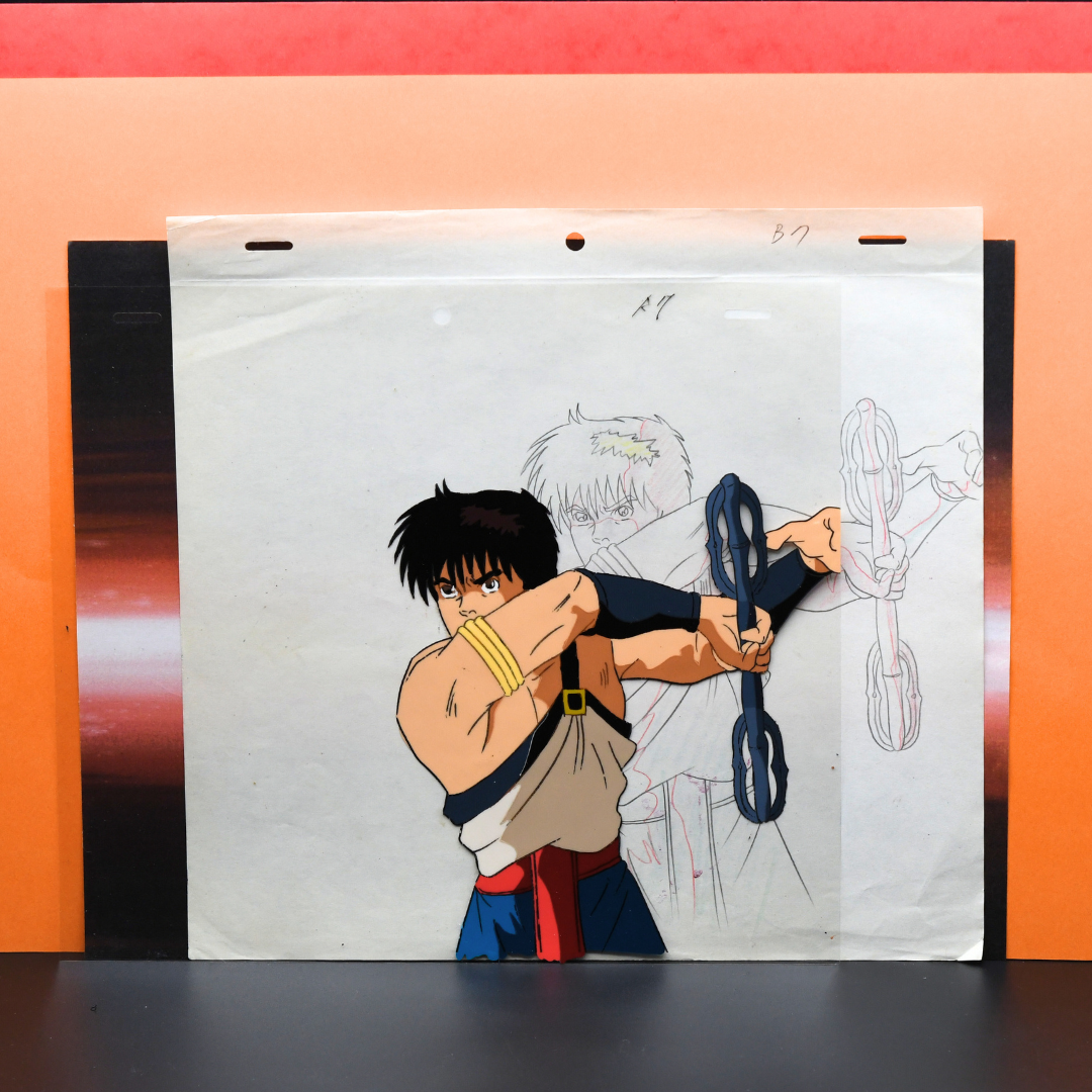 Shurato: The Legend of the Heavenly Sphere – Shurato Hidaka Holding His Vajra – original animation production artwork – detail 3