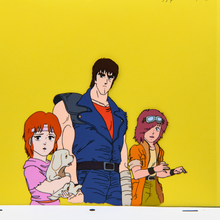 Load image into Gallery viewer, Fist of the North Star - Lin, Ken, and Bat with Dog - Original Animation Cel and Douga (Rare Trio + Adorable Dog)