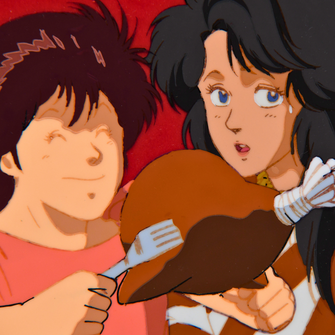 City Hunter - Kaori serving a massive Chicken - Original Anime Production Cel