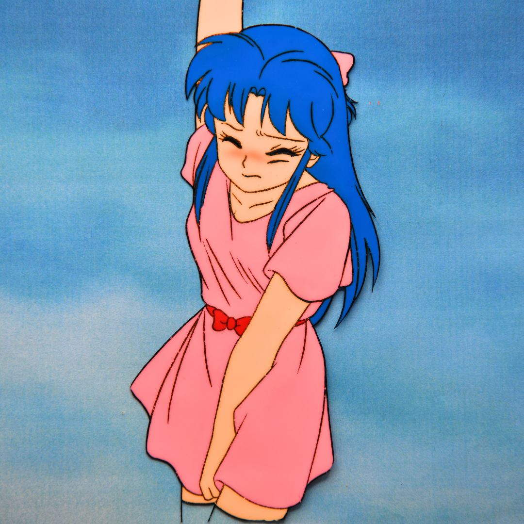 Jūshin Liger – Yui Hanging from Branch – original animation production artwork