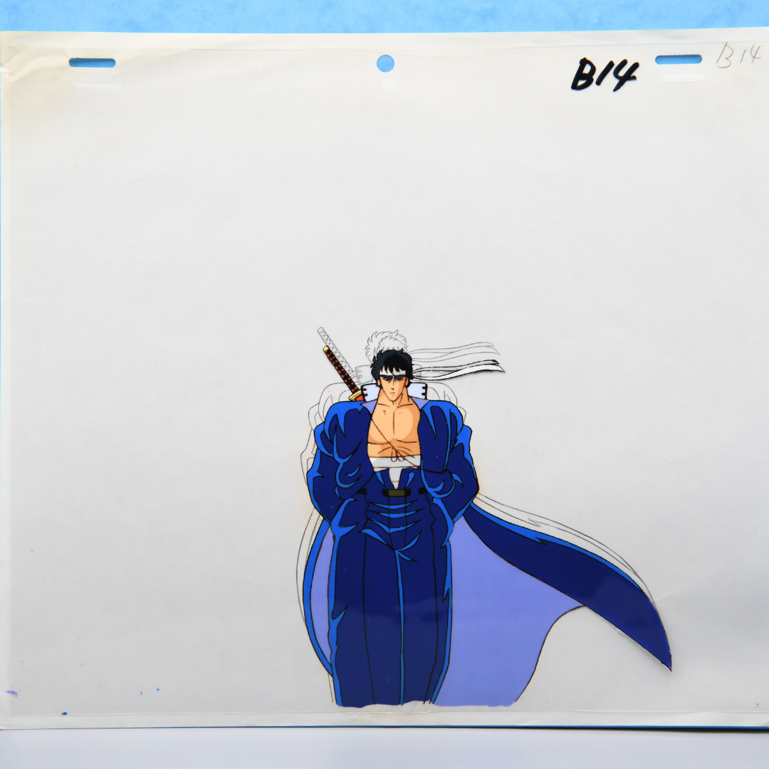Sakigake!! Otokojuku – Momotaro walking in the Wind Wide Shot – Original Production Cel and Douga Stuck (Toei Animation, 1988)