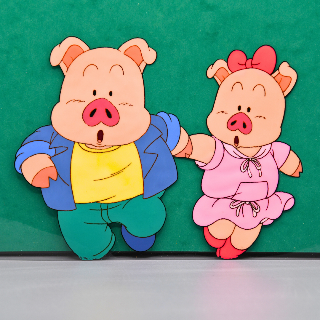 Dr. Slump – Mr. Pig and Pig Girlfriend Mid-Run – original animation production artwork