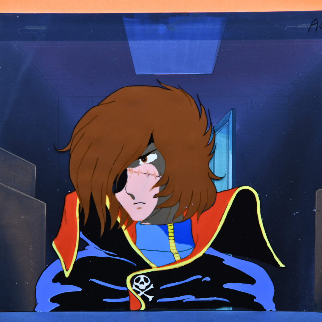 Captain Harlock - Captain Harlock Close Up - Original Production Anime Cel + Original Background