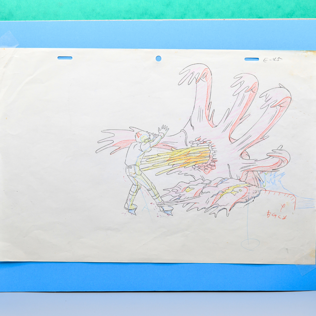 AKIRA: Kaneda Faces Tetsuo Blob Form – Production Douga (Toho, 1988) – original animation production artwork – detail 3